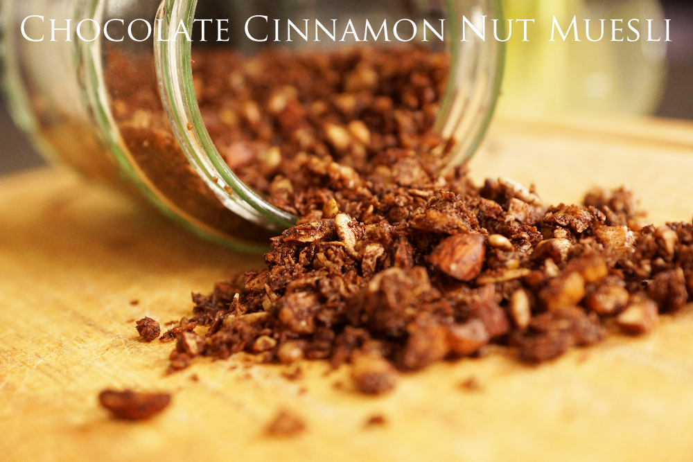 Chocolate Cinnamon Nut Muesli, sugar free, gluten free, vegan